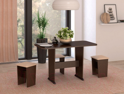 Табурет Атлант-Мебель Лидер 1 (венге цаво/кожзам бежевый)