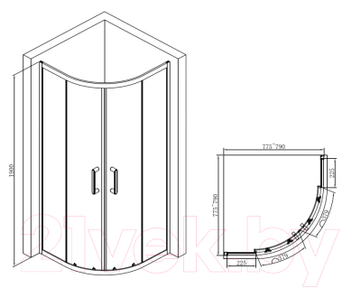 Душевой уголок Abber Schwarzer Diamant AG01080B
