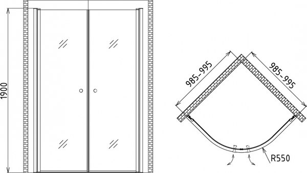 Душевой уголок Gemy New Rockcoco S03082B