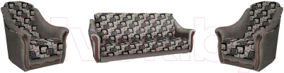 Комплект мягкой мебели Асмана Анна (рогожка кубики коричневые/рогожка беж) - фото
