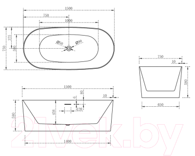 Ванна акриловая Abber AB9363-1.7