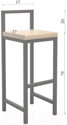 Стул барный Millwood СДН-6 Крам Л (дуб золотой Craft/металл черный)