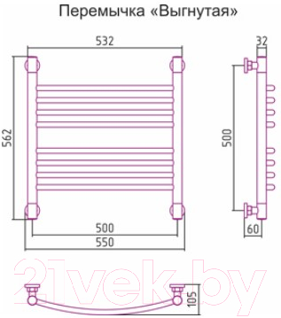 Полотенцесушитель водяной Сунержа Богема+ 50x50 / 00-0221-5050