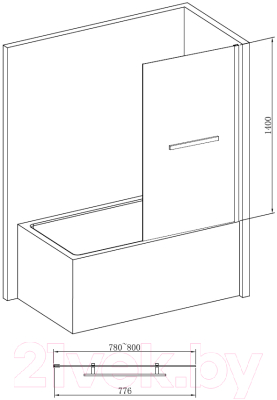 Стеклянная шторка для ванны Abber Immer Offen AG70080B