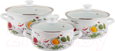 Набор кастрюль КМЗ Куркума 1 Экстра (3шт, белый) - фото