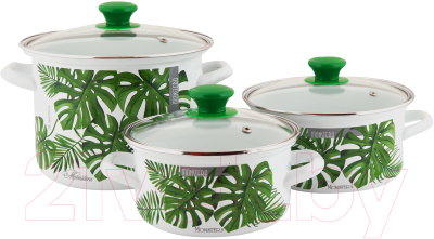 Набор кастрюль КМЗ Монстера 5-1 Экстра (3шт, белый) - фото