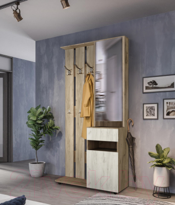 Секция в прихожую Артём-Мебель ДСП СН-100.02-01 (дуб крафт белый/дуб крафт серый)