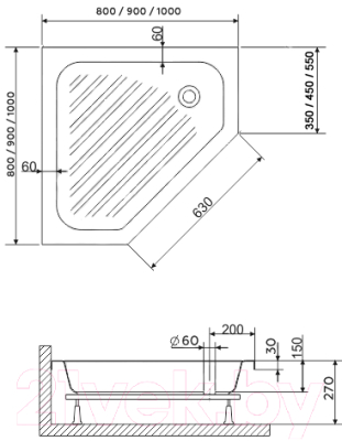Душевой поддон RGW BT/CL-S / 16180599-51