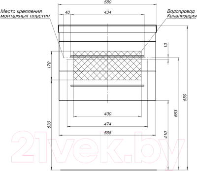 Комплект мебели для ванной Aquanet Верона 58 / 287651