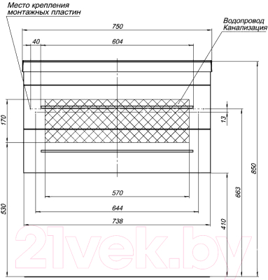 Комплект мебели для ванной Aquanet Верона New 75 / 287652