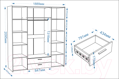 Шкаф Евва Венеция ВН-4D2Z2S (бодега белый/ясень орландо)