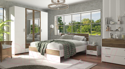 Прикроватная тумба Евва Венеция ВН-2S (бодега белый/ясень орландо)