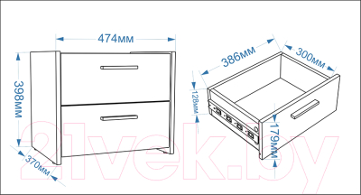 Прикроватная тумба Евва Венеция ВН-2S (бодега белый/ясень орландо)