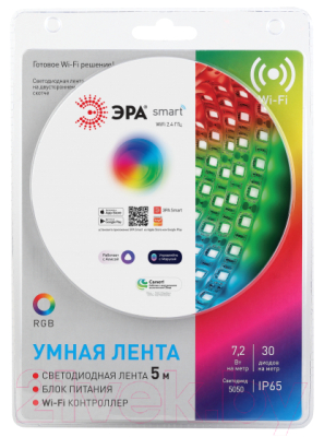 Светодиодная лента ЭРА 5050-30-RGB-IP65-Wifi-5m / Б0043446