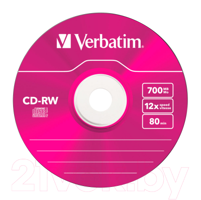 Набор дисков CD-RW Verbatim 700мб Slim / 43167