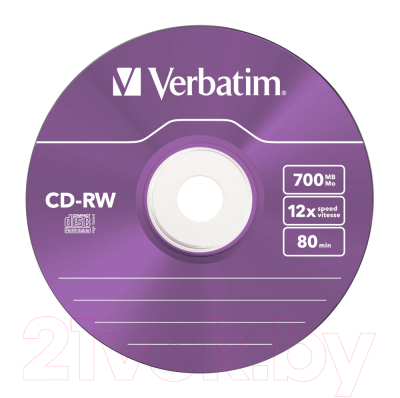 Набор дисков CD-RW Verbatim 700мб Slim / 43167