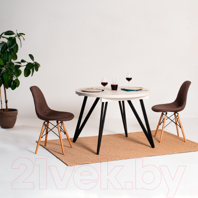 Обеденный стол Millwood Женева 3 D раздвижной D110-150x110x75 (дуб белый Craft/металл черный)