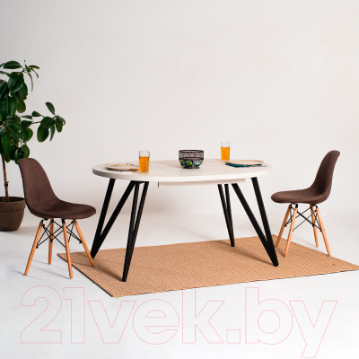 Обеденный стол Millwood Женева 3 D раздвижной D110-150x110x75 (дуб белый Craft/металл черный)