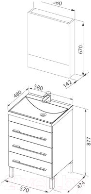 Комплект мебели для ванной Aquanet Верона 58 / 287656