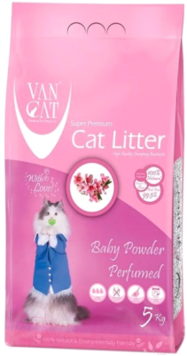 Наполнитель для туалета Van Cat Baby Powder бентонитовый с ароматом детской присыпки - фото