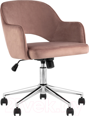 Кресло офисное Stool Group Кларк / CLARKSON Pink CHROME (велюр розовый) - фото