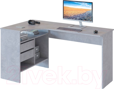 Компьютерный стол Сокол-Мебель СПМ-25 (левый, бетон) - фото