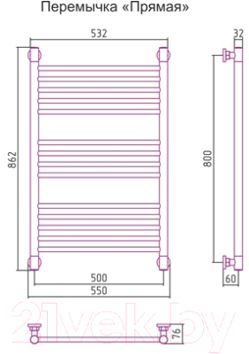 Полотенцесушитель водяной Сунержа Богема+ прямая 80x50 / 03-0220-8050