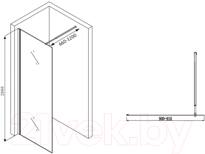 Душевая стенка Abber Immer Offen AG61090B