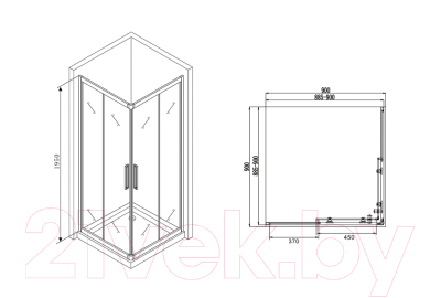 Душевой уголок Abber Schwarzer Diamant AG02090BH