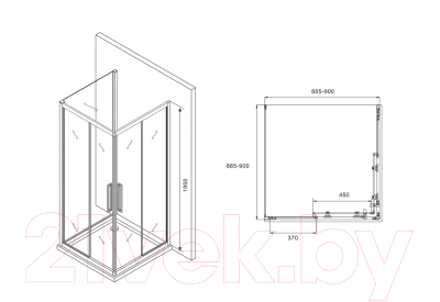 Душевой уголок Abber Schwarzer Diamant AG02090BH-S90B