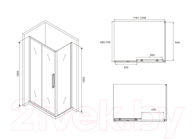 Душевой уголок Abber Schwarzer Diamant AG30120BH-S70B