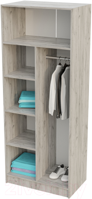 Шкаф Стендмебель Басса ШК-556 (дуб крафт белый/дуб крафт серый)