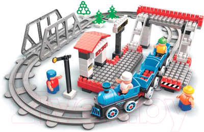 Конструктор Bauer Железная дорога. Испытательный полигон поездов с Блокменом / 926 (141эл) - фото