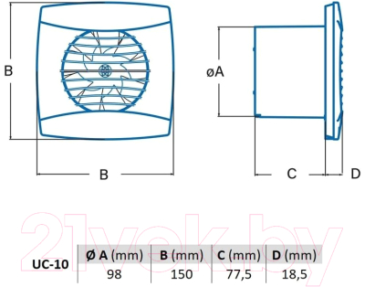 Вентилятор накладной Cata UC-10 Timer