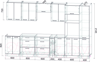 Готовая кухня Интерлиния Мила Лайт 3.4 ВТ