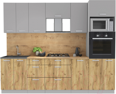 Кухонный гарнитур Интерлиния Мила Лайт 2.6 ВТ - фото