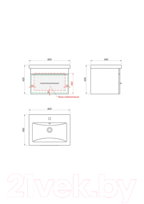 Тумба под умывальник Какса-А Hotel 60 / 004741