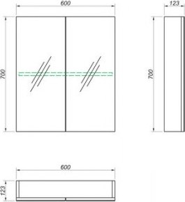 Шкаф с зеркалом для ванной Какса-А Hotel 60 / 004746