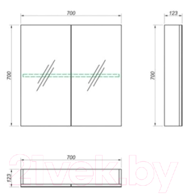 Шкаф с зеркалом для ванной Какса-А Hotel 70 / 004747