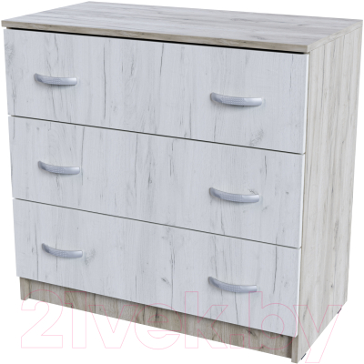 Комод Стендмебель Басса КМ-551-М 3 ящика (дуб крафт белый/дуб крафт серый) - фото