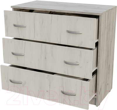 Комод Стендмебель Басса КМ-551-М 3 ящика (дуб крафт белый/дуб крафт серый)