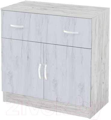 Тумба Стендмебель Басса КМ-552-М 1 ящик 2 створки (дуб крафт белый/дуб крафт серый) - фото