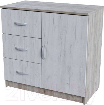 Тумба Стендмебель Басса КМ-553-М 3 ящика 1 створка (дуб крафт белый/дуб крафт серый) - фото