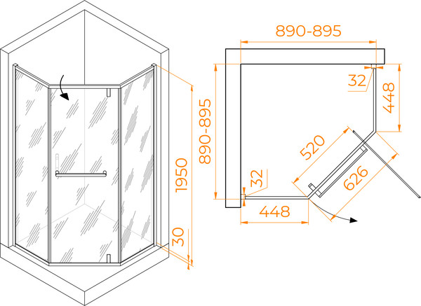 Душевой уголок RGW HO-084G / 350608499-016
