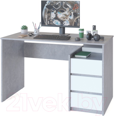Письменный стол Сокол-Мебель СПм-21 (бетон/белый)