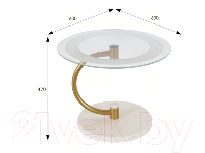 Журнальный столик Мебелик Дуэт 13Н (золото/слоновая кость/прозрачный)