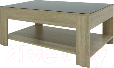 Журнальный столик Мебелик BeautyStyle 26 (сонома/стекло черное) - фото