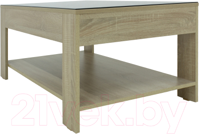 Журнальный столик Мебелик BeautyStyle 26 (сонома/стекло черное)