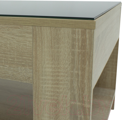 Журнальный столик Мебелик BeautyStyle 26 (сонома/стекло черное)