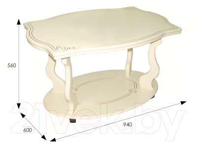 Журнальный столик Мебелик Берже 3 (слоновая кость)